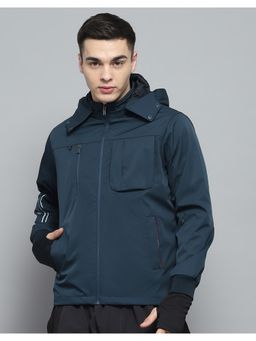 Monte Carlo - Men Teal Solid Full Sleeves Jacket