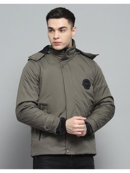 Monte Carlo - Men Olive Solid Full Sleeves Jacket