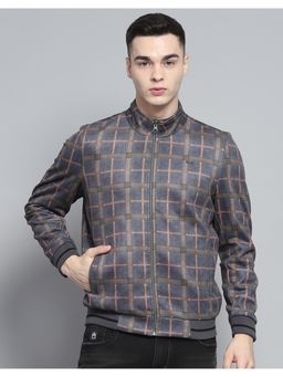Monte Carlo - Men Grey Checks Full Sleeves Jacket