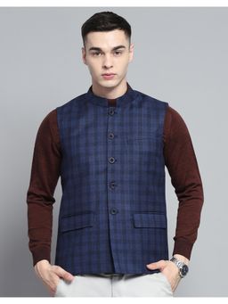 Monte Carlo - Men Blue Solid Sleeveless Jacket