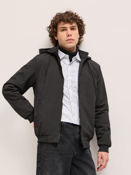 The Bear House - Men Black Checks Full Sleeves Jacket