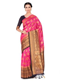 Mimosa - Silk Pink Saree With Blouse Piece