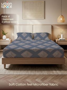 Urban Space - Microfiber 200 Tc Bedsheet with Pillow Covers, Midnight Mist