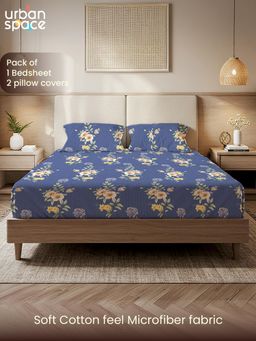 Urban Space - Microfiber 200 Tc Bedsheet with Pillow Covers, Twilight Bloom