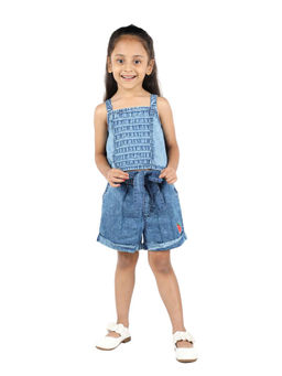 Budding Bees - Blue Denim Girls Strawberry Patch Top with Shorts (Set of 2)