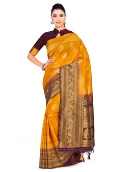 Mimosa - Silk Mustard Saree With Blouse Piece