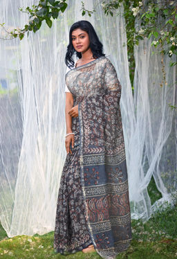 Unnati Silks - Pure Discharge Bagru Kota Printed Saree UNM81791 with Unstitched