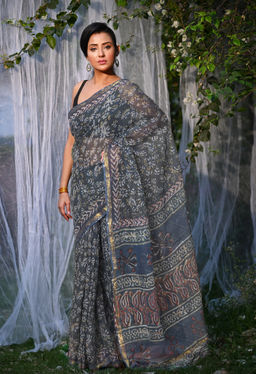 Unnati Silks - Pure Discharge Bagru Kota Printed Saree UNM81798 with Unstitched