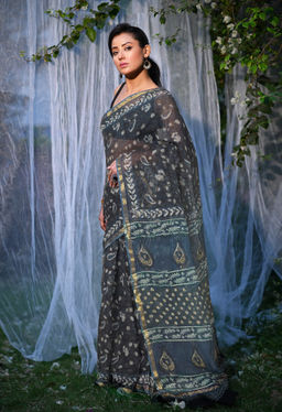 Unnati Silks - Pure Discharge Bagru Kota Printed Saree UNM81808 with Unstitched