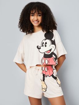 max - Women Mickey Mouse Print T-shirt And Shorts