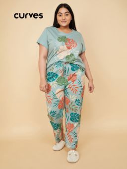 max - Women Tropical Printed T-shirt with Pyjama