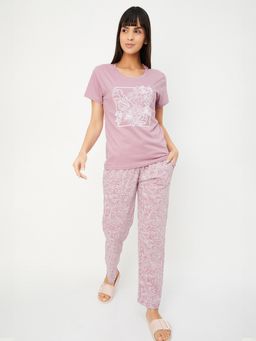 max - Women Printed T-shirt with Pyjama