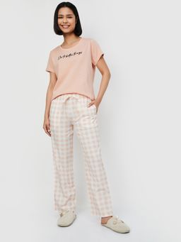 max - Women Checked T-shirt with Pyjama