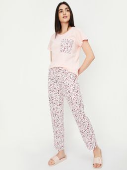 max - Women Floral Printed T-shirt with Pyjama