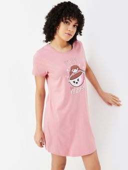 max - Women Graphic Printed Short Sleeves Chemise Nightdress