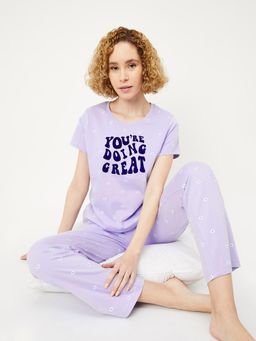 max - Women Printed T-shirt with Pyjama