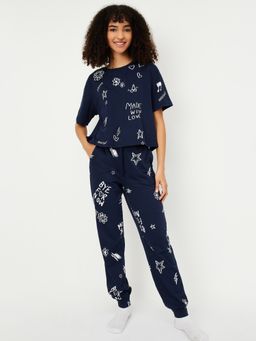 max - Women Printed T-shirt with Pyjama