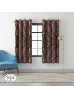 HomeTown - Amour Jacquard Dim Out Window Curtains 5 feet in Wine Colour (Set of 2)