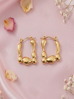 JEWELZ - Gold Plated Organic Molten Hoop Earrings