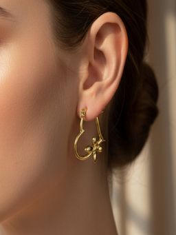 JEWELZ - Gold Floral Heart Drop Earrings