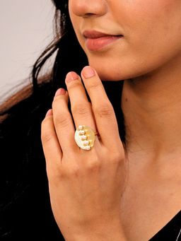 Viana Jewels - Aroosh Brass and Pearl Adjustable Ring