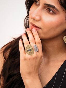 Viana Jewels - Arushi Dual Tone Adjustable Brass Ring