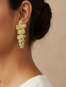 JEWELZ - Gold Tone Floral Drop Earrings