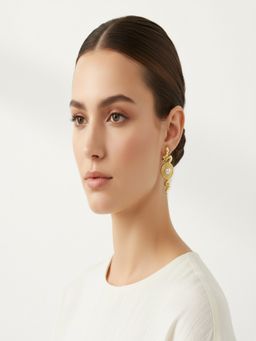 JEWELZ - Gold Tone Ske Pearl Drop Earrings