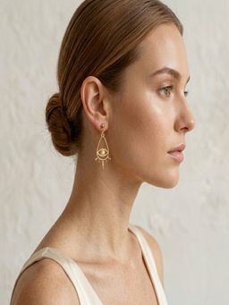 JEWELZ - Gold Tone Evil Eye Drop Earrings