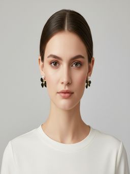 JEWELZ - Black Floral Drop Earrings