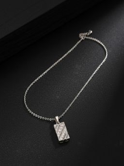 JEWELZ - Minimal Silver Bar Pendant Necklace