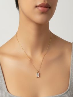 JEWELZ - Gold Square Crystal Pendant Necklace