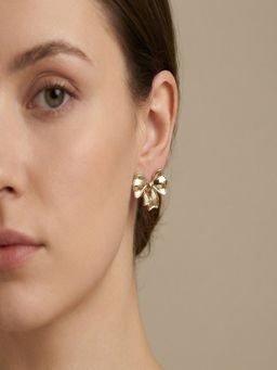 JEWELZ - Gold Tone Bow Ribbon Earrings