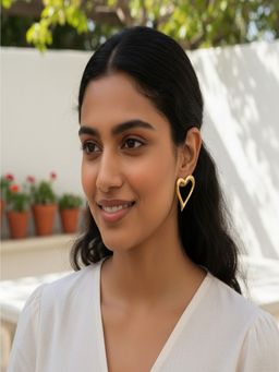 JEWELZ - Gold Tone Open Heart Stud Earrings