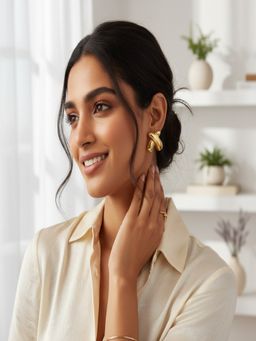 JEWELZ - Gold Tone Abstract Stud Earrings