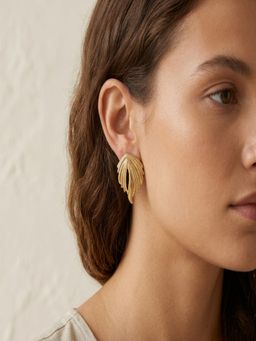 JEWELZ - Gold Tone Leaf Stud Earrings