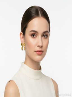 JEWELZ - Gold Tone Ribbon Bow Stud Earrings