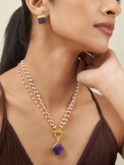 Teejh - Zivanya Purple Natural Stone Jewellery Set