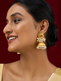 Teejh - Neel Oxidised Peacock Earrings