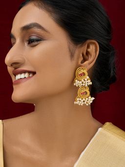 Teejh - Kanthi Oxidised Peacock Dangler Earrings