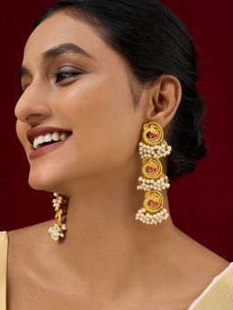 Teejh - Neel Raag Oxidised Peacock Dangler Earrings