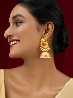 Teejh - Meher Oxidised Peacock Earrings