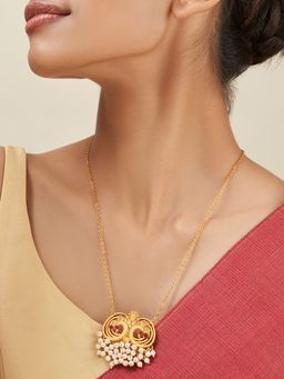 Teejh - Tausi Oxidised Peacock Long Necklace