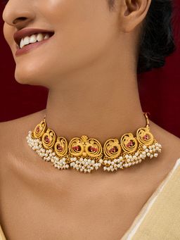 Teejh - Navil Oxidised Peacock Choker