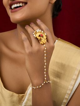 Teejh - Pankh Oxidised Peacock Hathphool