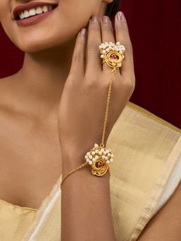 Teejh - Rangi Oxidised Peacock Hathphool