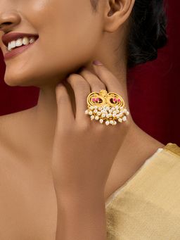 Teejh - Plume Oxidised Peacock Ring