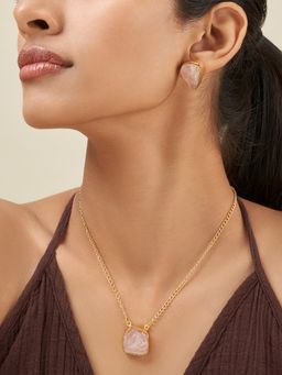 Teejh - Ishaya Pink Natural Stone Jewellery Set