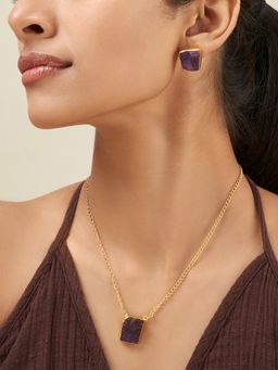 Teejh - Ishaya Purple Natural Stone Jewellery Set