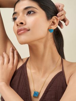 Teejh - Ishaya Dark Blue Natural Stone Jewellery Set